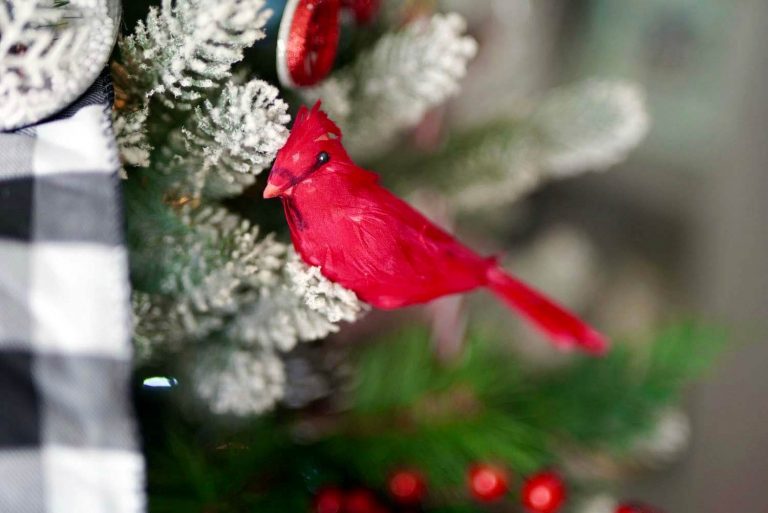 Red Cardinal Bird with Clip Christmas Ornament