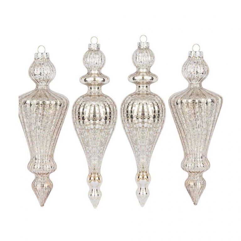 Bộ 4 Món Trang Trí Thủy Tinh Hình Chóp Màu Bạc - La Maison Chouette