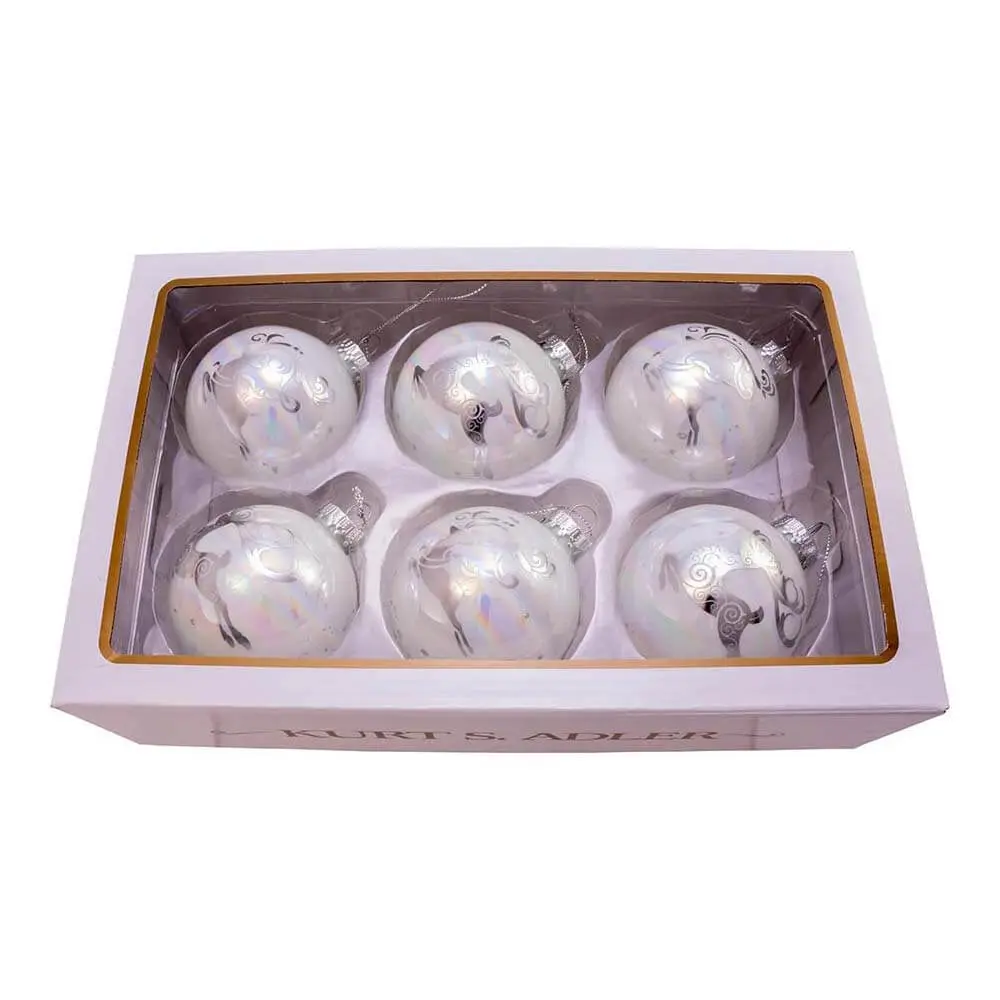 Kurt Adler Reindeer Glass Ball Ornaments – Set of 6