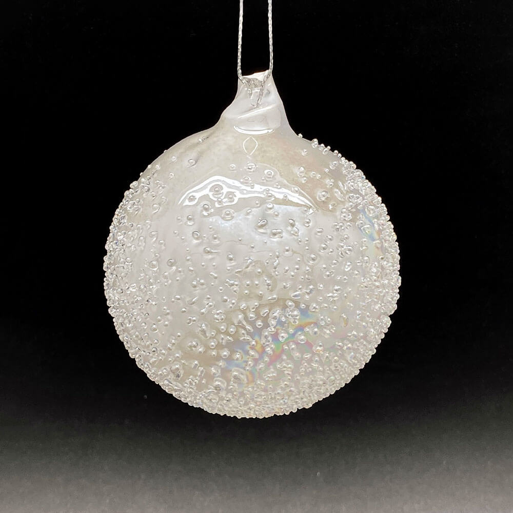 Iridescent White Glass Ball Ornament – Set of 6