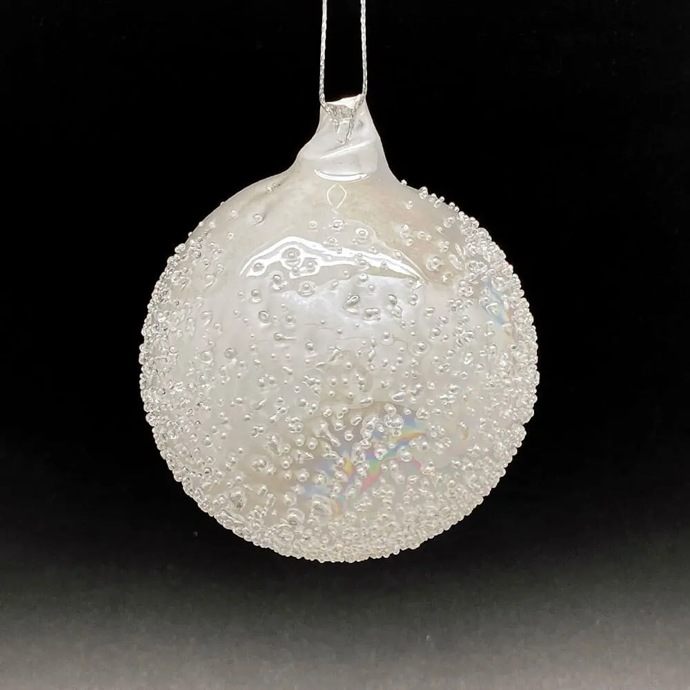 Iridescent White Glass Ball Ornament – Set of 6