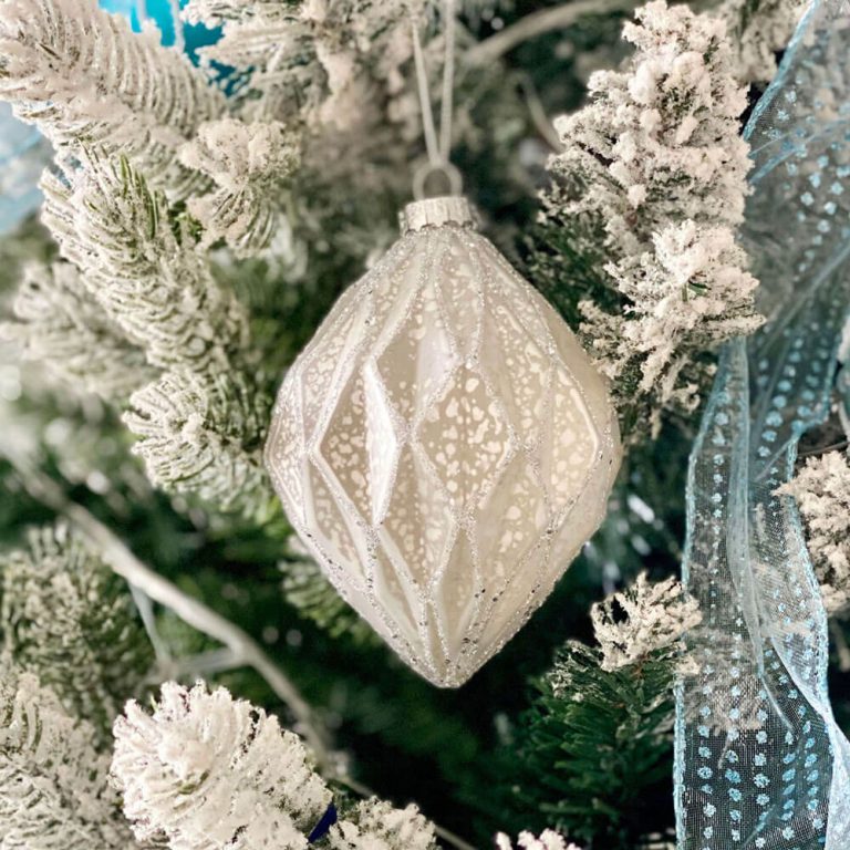 Silver Diamond Glass Ornament – Set of 6