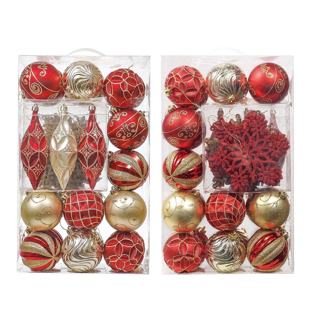 Set of 40 Red/Gold Shatterproof Ornament – Valery Madelyn