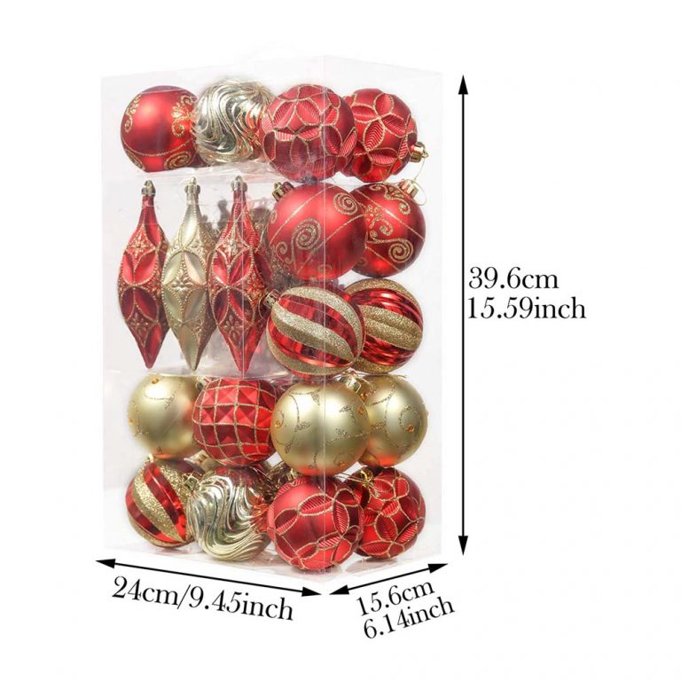 Set of 40 Red/Gold Shatterproof Ornament – Valery Madelyn