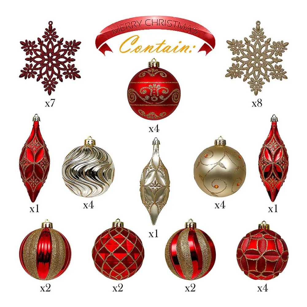 Set of 40 Red/Gold Shatterproof Ornament – Valery Madelyn
