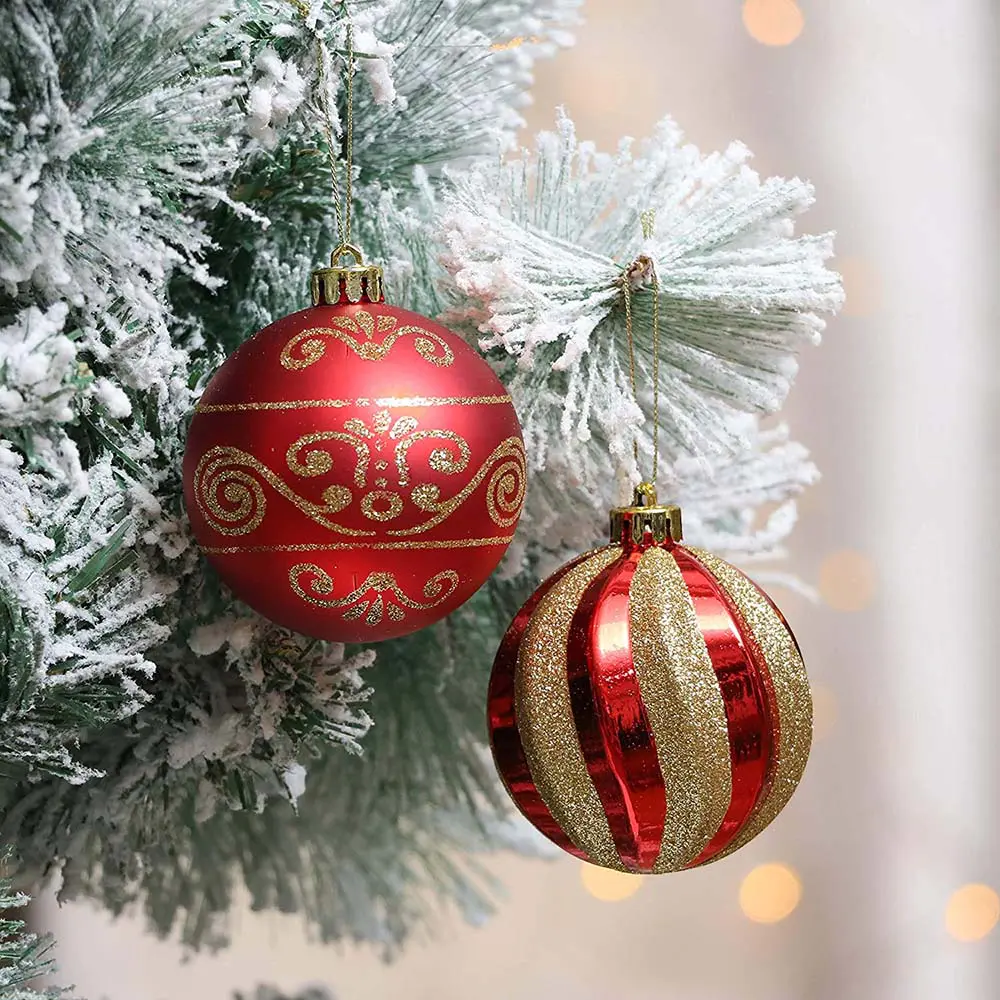 Set of 40 Red/Gold Shatterproof Ornament – Valery Madelyn