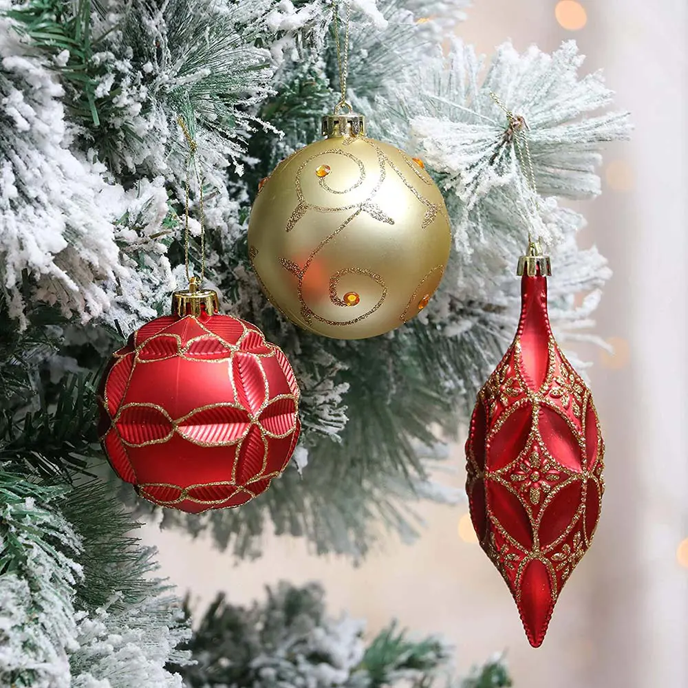 Set of 40 Red/Gold Shatterproof Ornament – Valery Madelyn