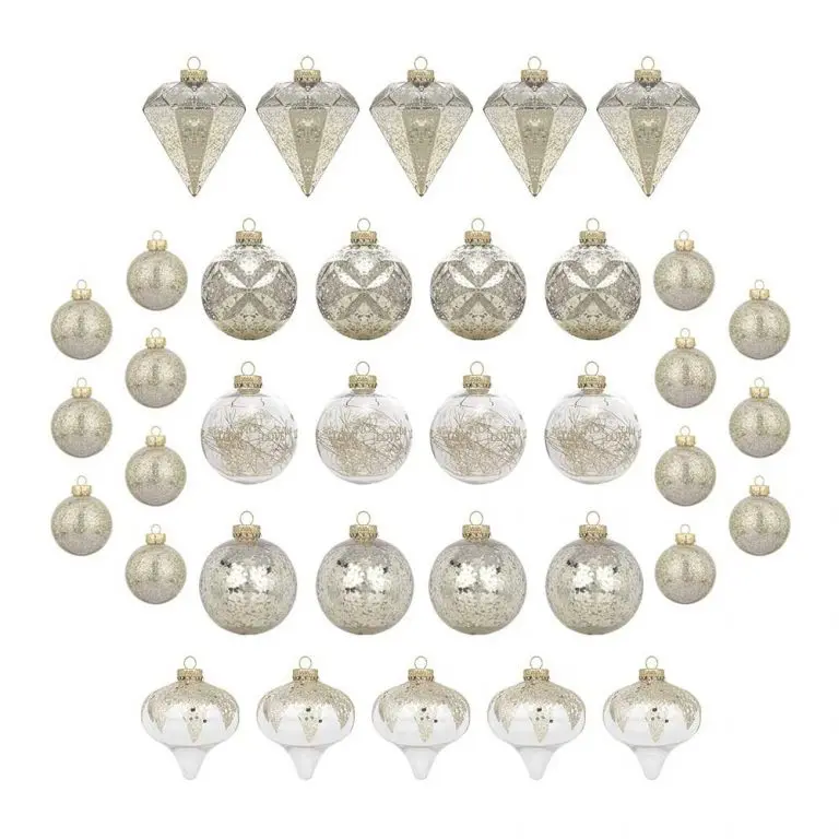Set of 36 Champagne/Clear Shatterproof Ornaments