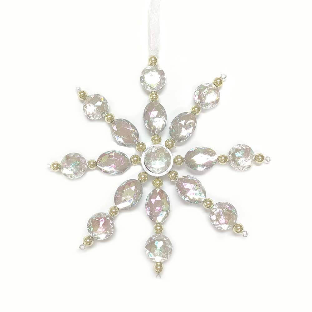 Clear Bead Snowflake Christmas Ornament