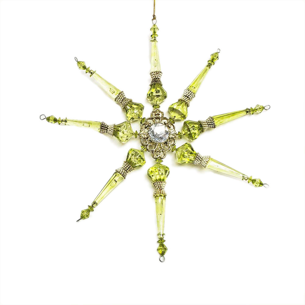 Large Green Snowflake Christmas Ornament