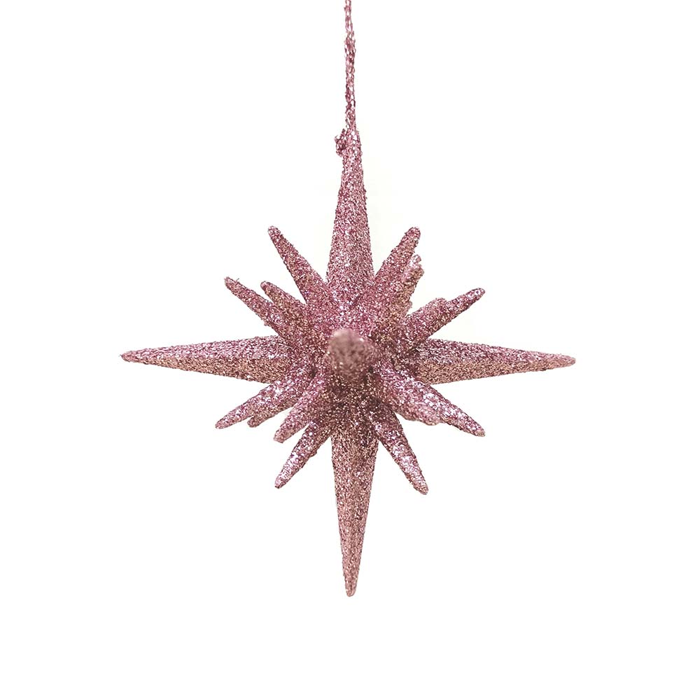 Pink Glitter 3D Starburst Christmas Ornament