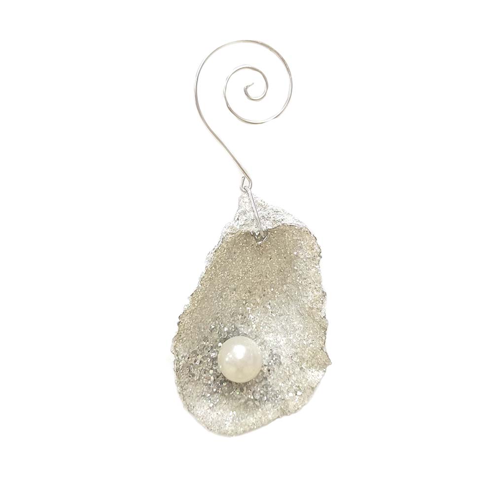 Silver Pearl Oyster Christmas Ornament