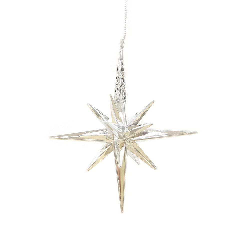 Silver Starburst Christmas Ornament