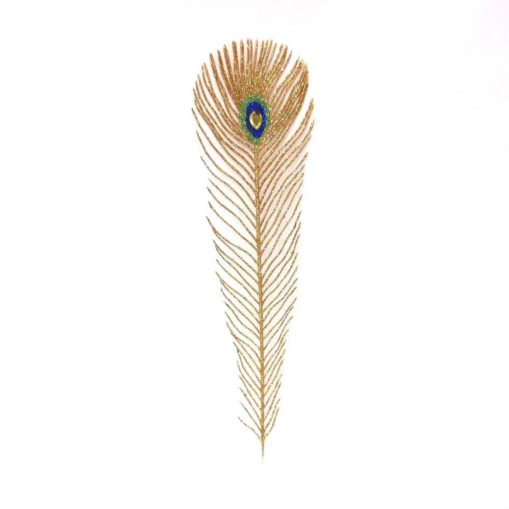 Gold Peacock Feather Pick