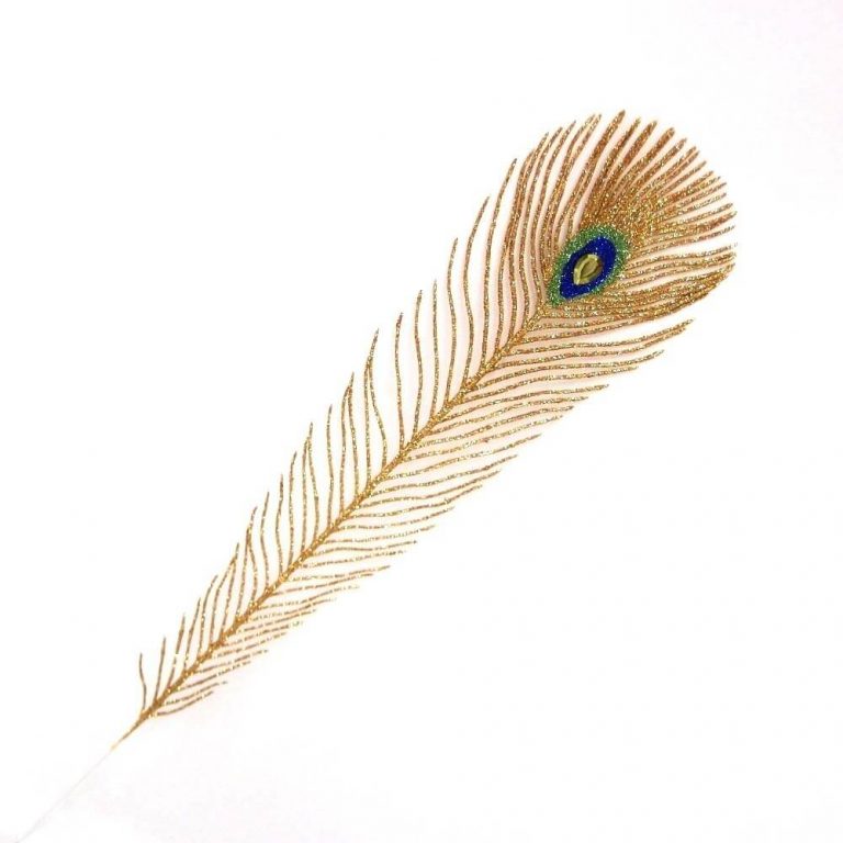 Gold Peacock Feather Pick