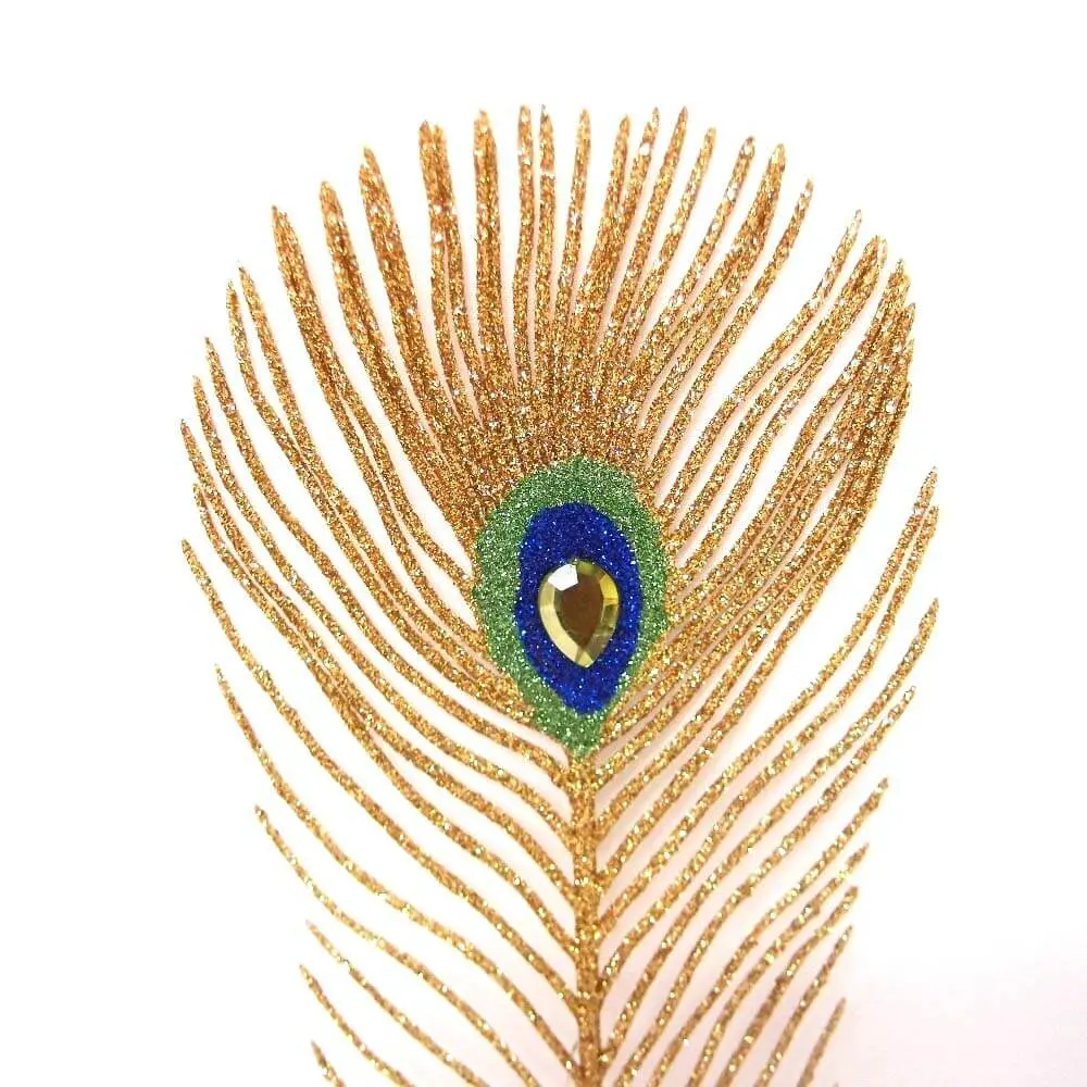 Gold Peacock Feather Pick