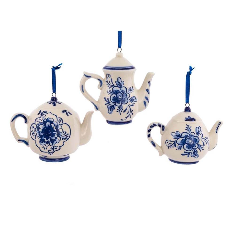 Bộ 3 Ấm Trà Gốm Sứ Xanh Trắng Delft Hãng Kurt Adler - La Maison Chouette