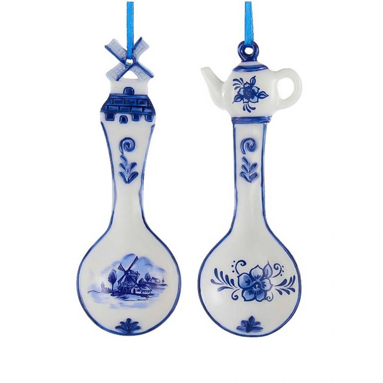 Bộ 2 Chiếc Thìa Gốm Sứ Xanh Trắng Delft Hãng Kurt Adler - La Maison Chouette