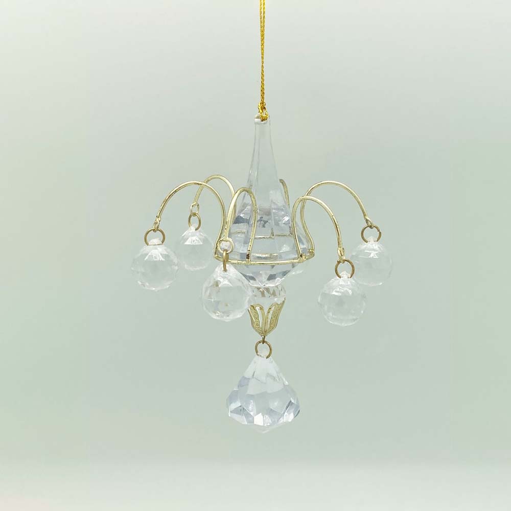 Gold Chandelier with Clear Beads Ornament