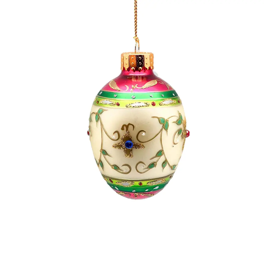 Hand-painted Faberge Egg Glass Ornament – Size S