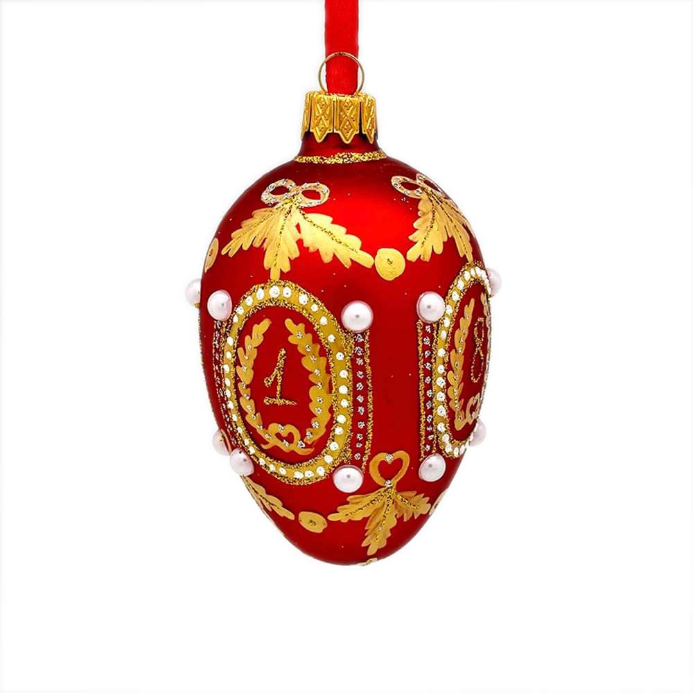 Hand-painted 1893 Caucasus Faberge Egg Glass Ornament – Size M