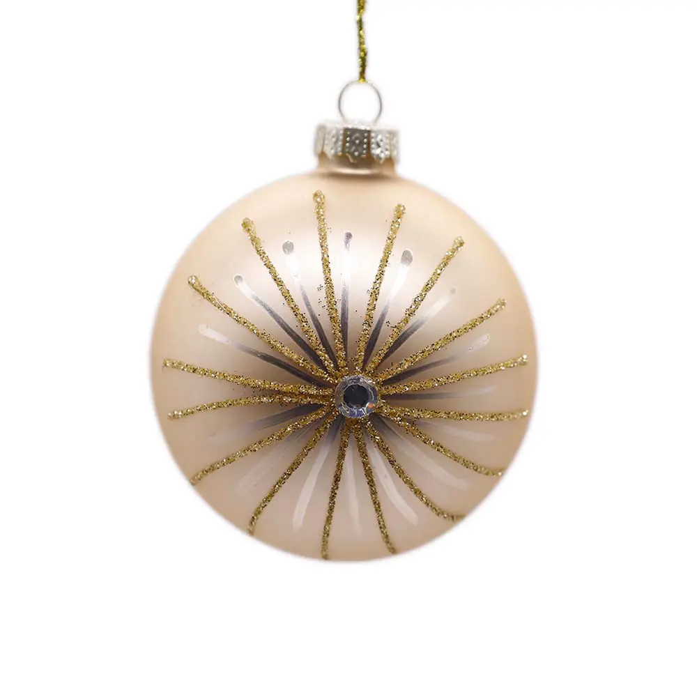 Gold Glass Ball with Fireworks Ornament – Set of 6