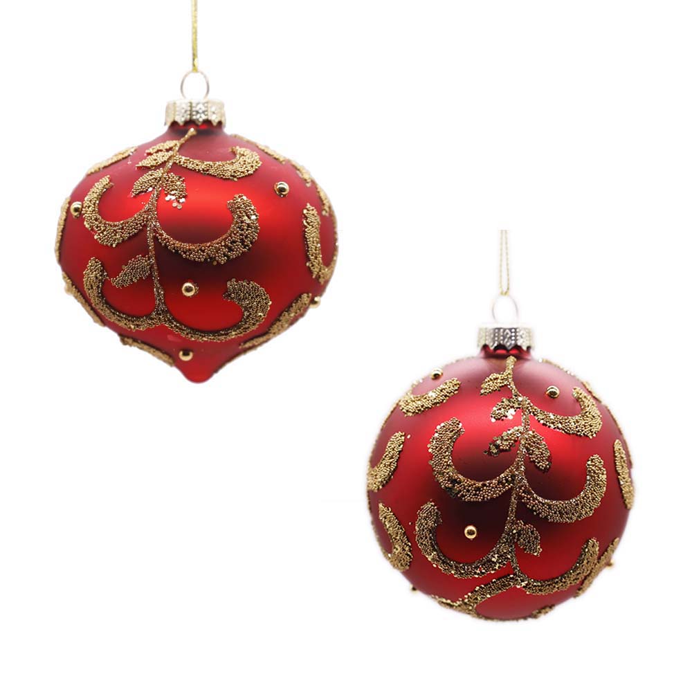 Red & Gold Versailles Glass Balls Ornament – Set of 6