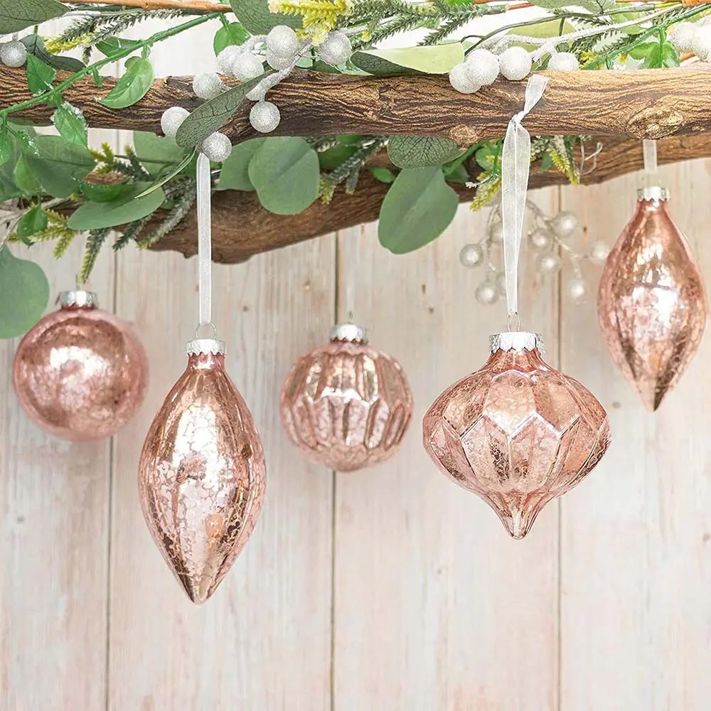 Mixed Pink Glass Ornament – Set of 8