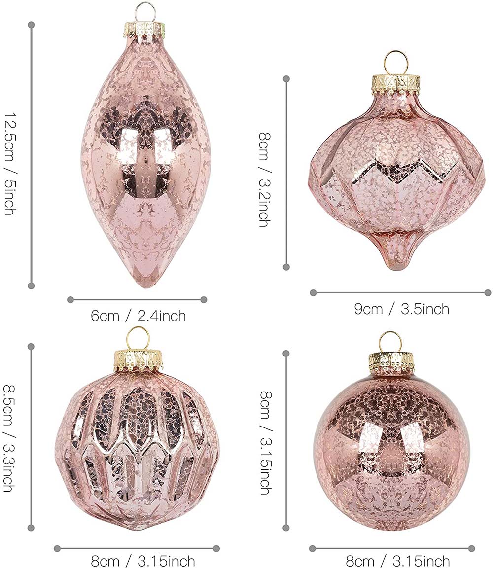 Mixed Pink Glass Ornament – Set of 8