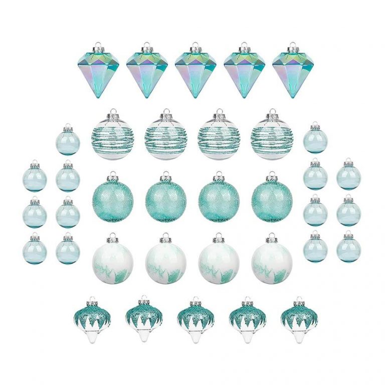 Set of 36 Blue/Clear Shatterproof Ornament