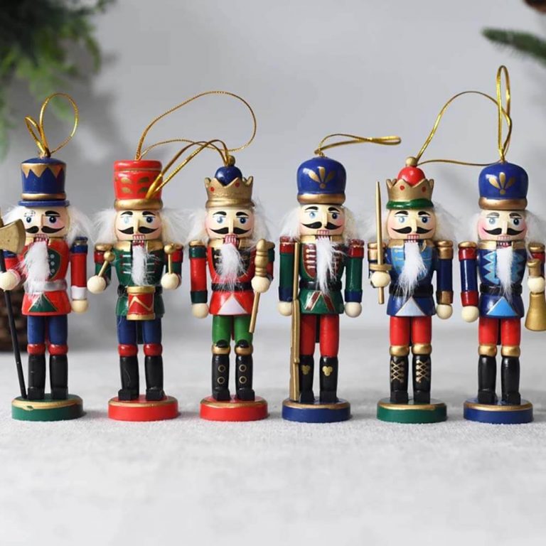 Set of 6 Wooden Nutcracker Ornaments