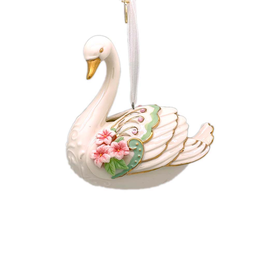 Hallmark Pink Swan Porcelain Ornament