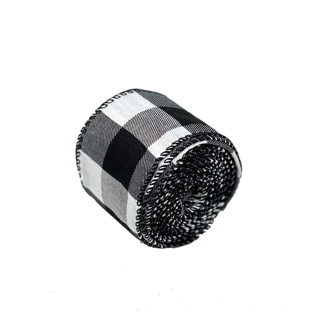 Black & White Checked Ribbon 63mm Wide – 9m Roll