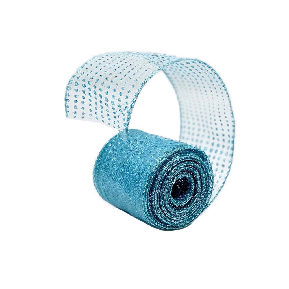 Light Blue Organza Ribbon with Glitter 63mm Wide – 9m Roll