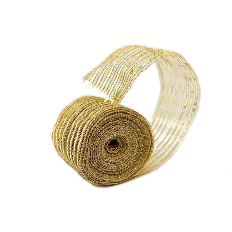 Ribbon Lưới Kim Tuyến Vàng Bản To 63mm  - La Maison Chouette