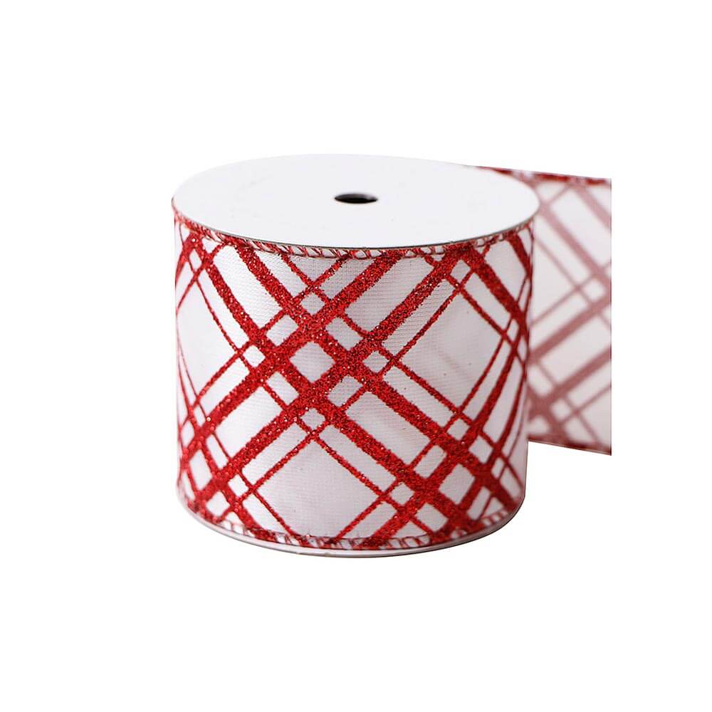 Red/White Checked Ribbon 63mm – 9m Roll