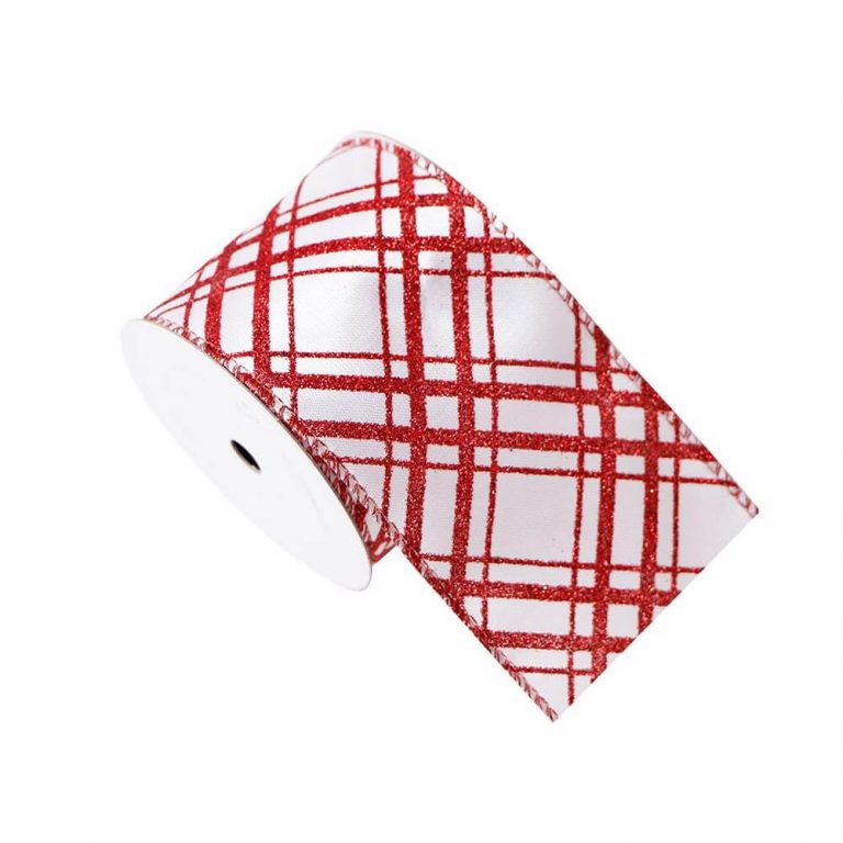 Red/White Checked Ribbon 63mm – 9m Roll