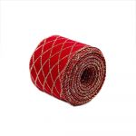 Ribbon Đỏ Kim Tuyến Vàng Bản To 63mm - La Maison Chouette