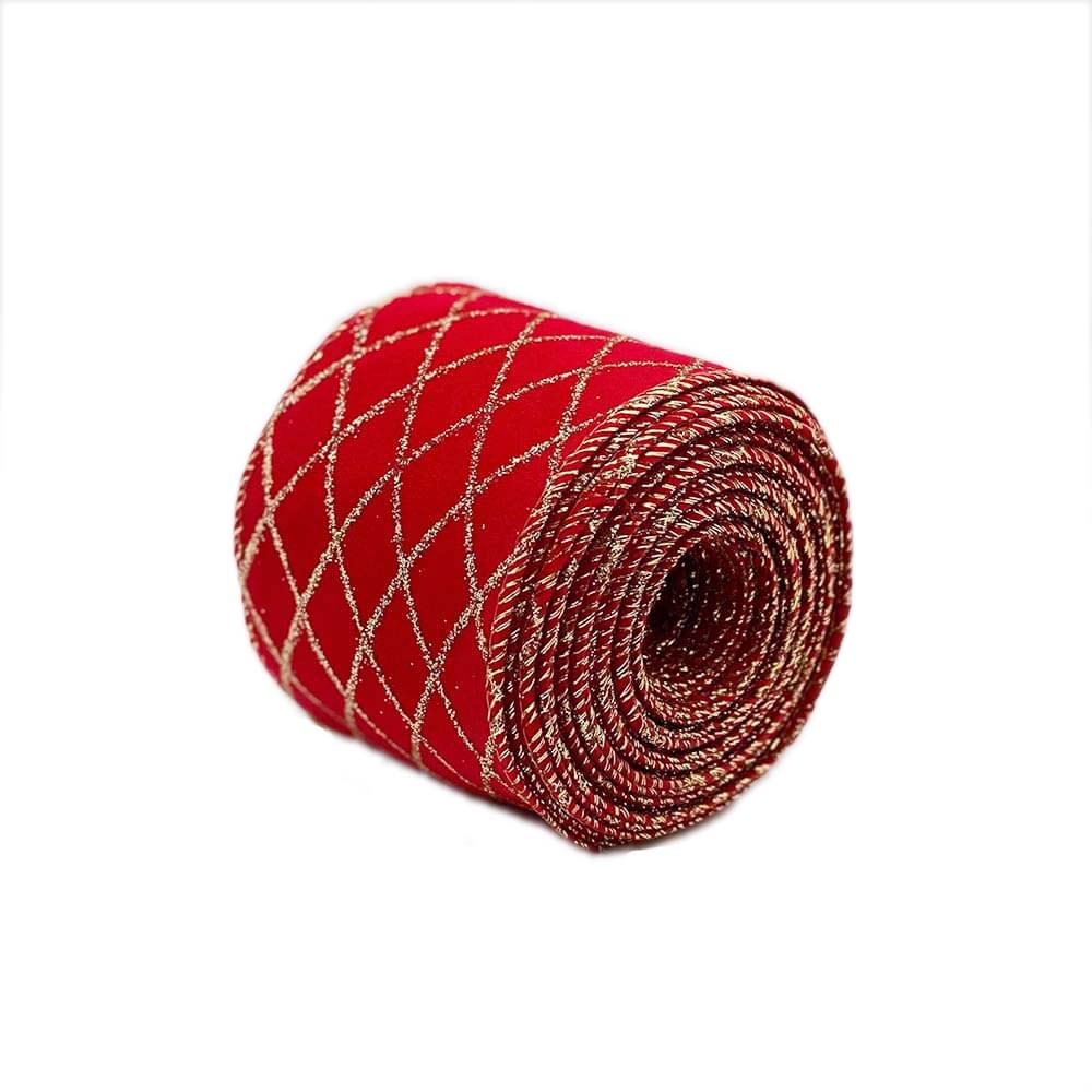 Red/Gold Velvet Ribbon 63mm – 9m Roll