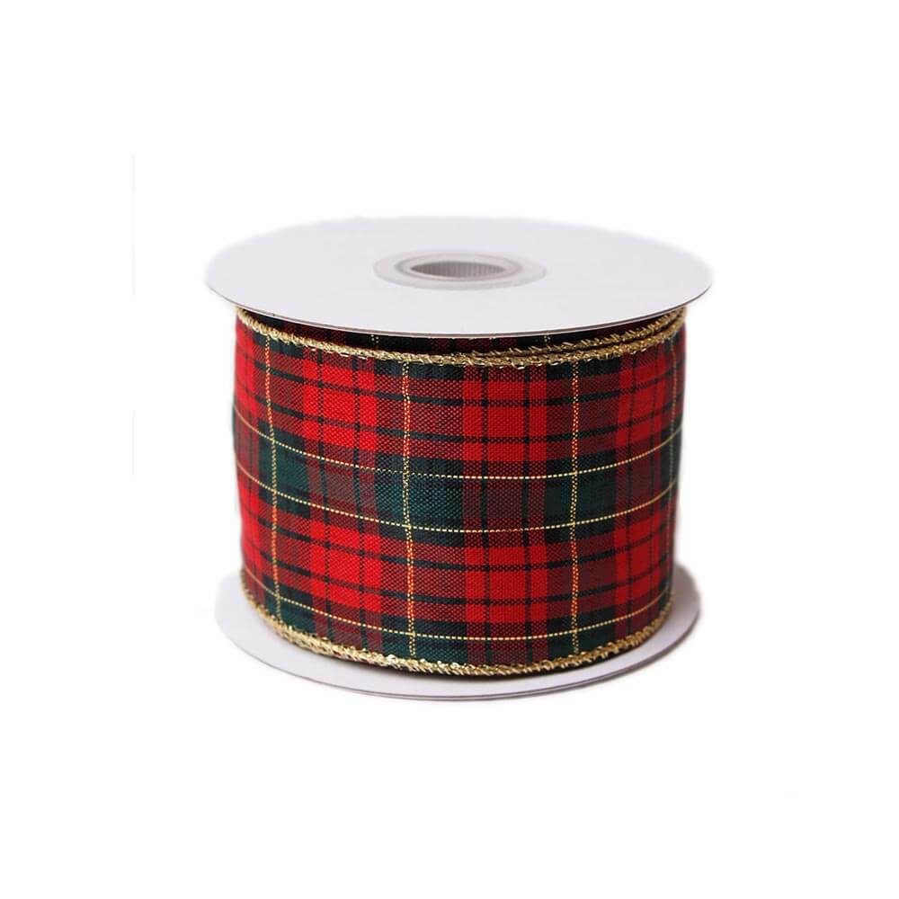 Red/Green Tartan Ribbon 63mm – 22m Roll