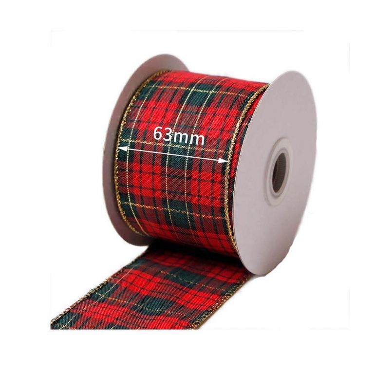 Red/Green Tartan Ribbon 63mm – 22m Roll