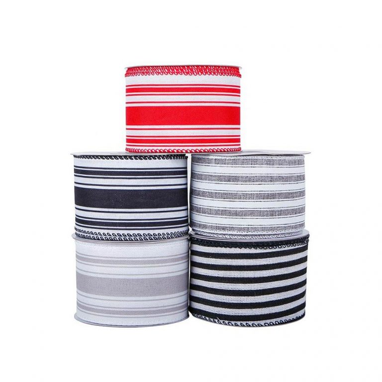 Black Ribbon with White Stripes 63mm Wide – 9m Roll