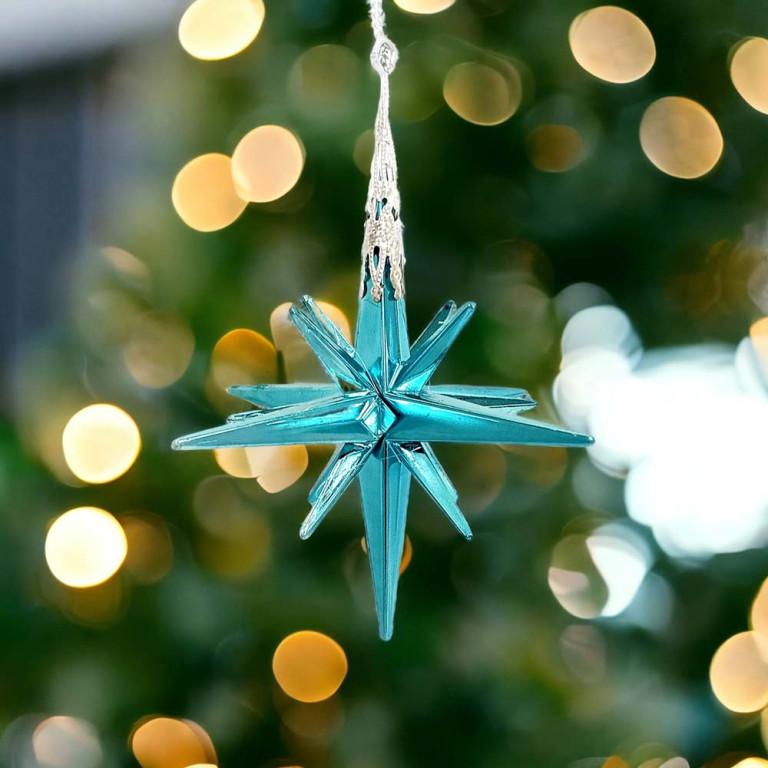 Blue Starburst Christmas Ornament