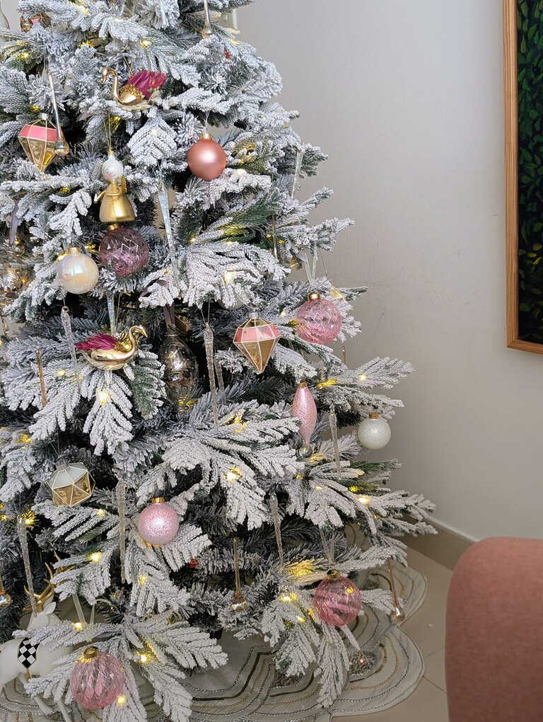 Pastel Romance Snowy Tree Ornament Details Pastel Romance Snowy Tree Ornament Details
