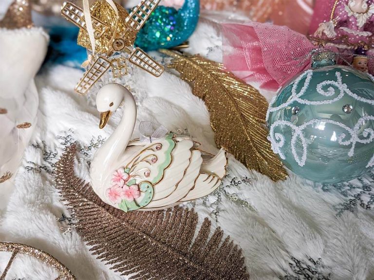 Hallmark Pink Swan Porcelain Ornament