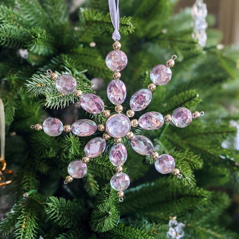Clear Bead Snowflake Christmas Ornament