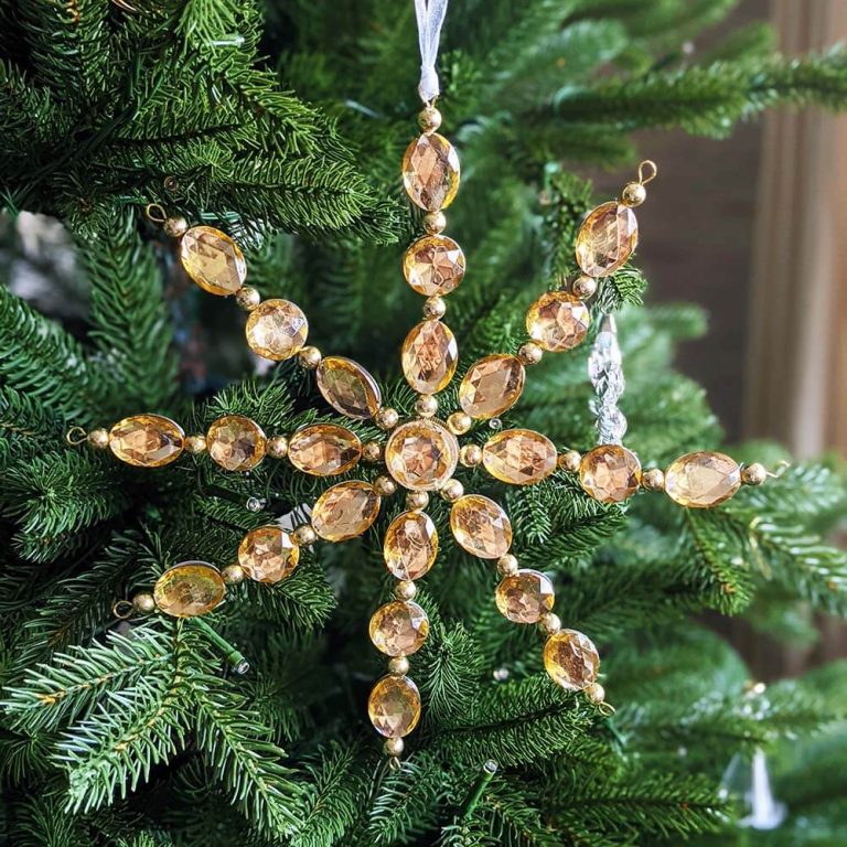 Large Gold Bead Snowflake Ornament