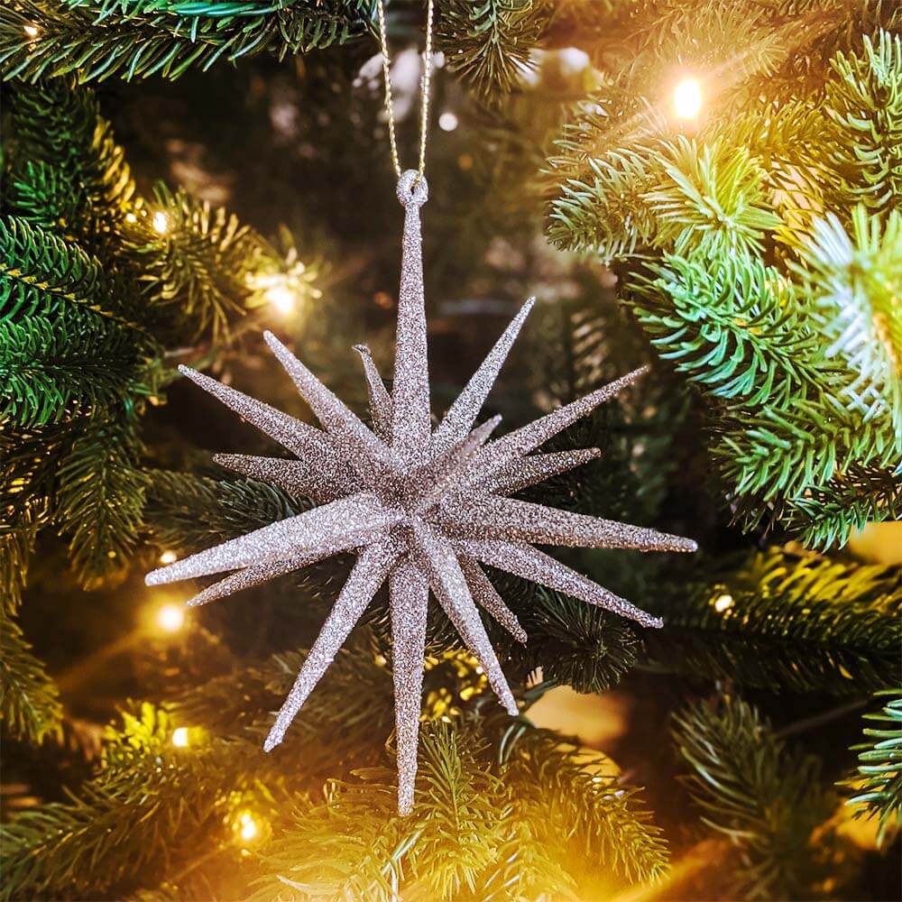 Large Gold Glitter 3D Starburst Christmas Ornament