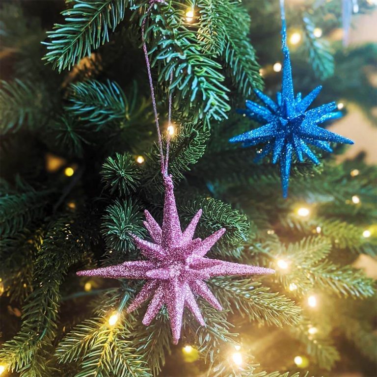 Blue Glitter Starburst Christmas Ornament