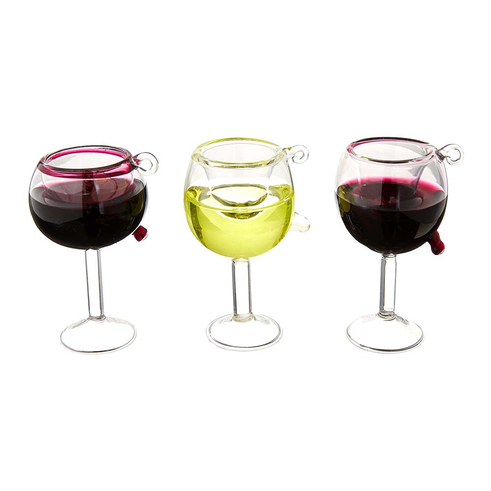 Set of 3 Glass Wine Cup Ornament – Kurt S. Adler